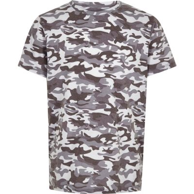 Boys grey camo print T-shirt
